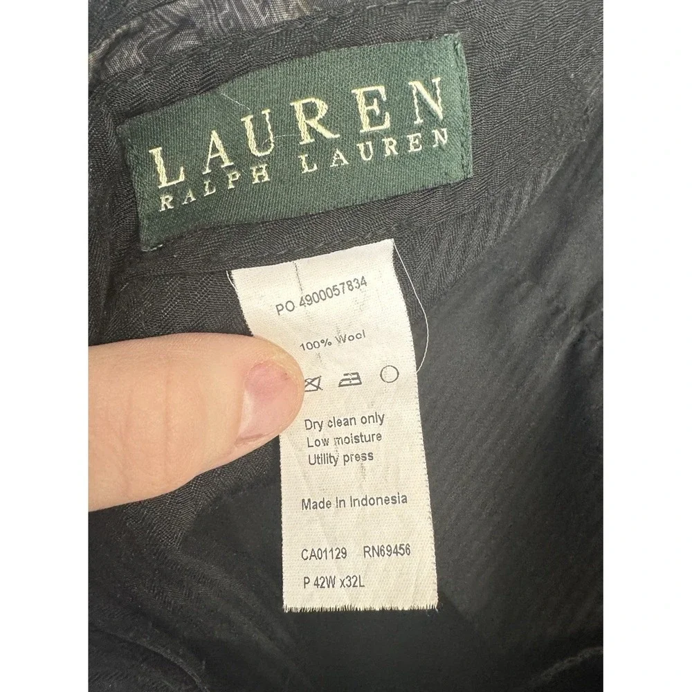 Lauren Ralph Lauren 42R 42x32 Blue‎ Glenn Check 100% Wool Mens Suit